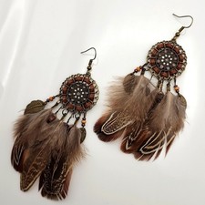 Tribal Feather Boho Earrings