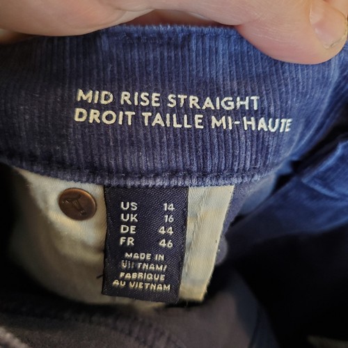 Land's End Courduroy Trousers Straight Blue Womens UK 16 Mid Rise Excellent - Picture 23 of 24