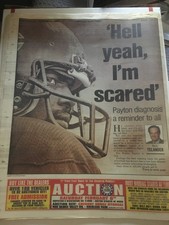 Chicago Sun Times Walter Payton fights disease Chicago Bears Feb. 3,1999 Chicago Sun Times Walter Payton fights disease Chicago Bears Feb. 3,1999