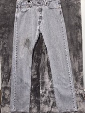 Levis 501 Jeans Mens 32x34 Gray Denim Original Fit Straight Leg Button Fly