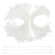 300 Pcs Polyester Hang Tag String, 8 Inch White Snap Lock Pins Loop Price Tag