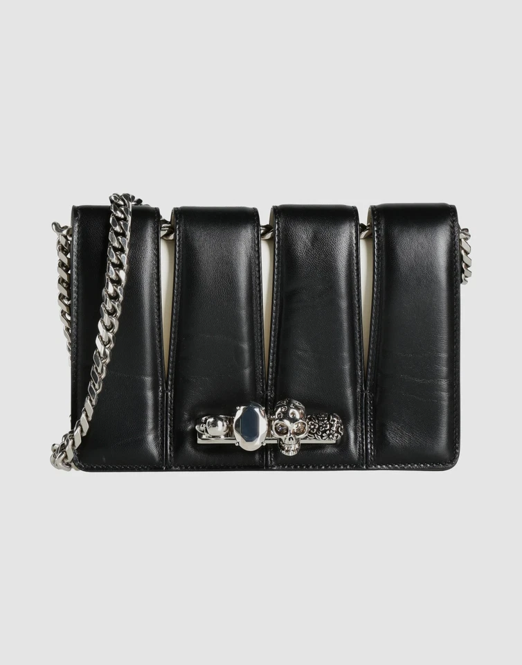 RRP€2490 ALEXANDER McQUEEN The Slash Leather Crossbody Bag Four Ring Skulls - Image 3 of 4