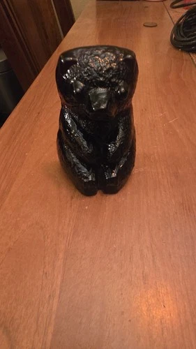 Blenko Handmade Amber Glass Bear Figurine Decorative Glossy Finish Bear Theme