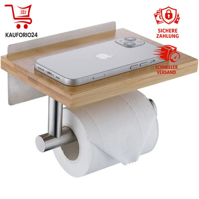 Toilettenpapierhalter Edelstahl Mit Ablage Selbstklebend Ohne Bohren Bambus