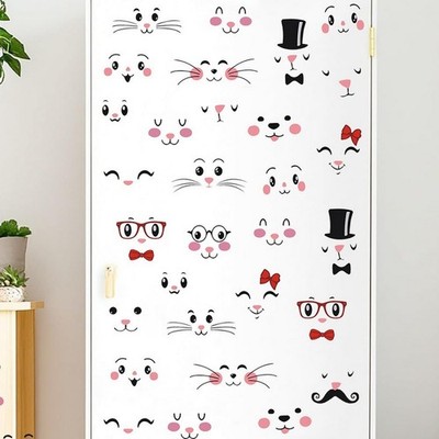 4 Sheets Easter Bunny Face Stickers, Vinyl Rabbit Decals, Festival Decor Orna...