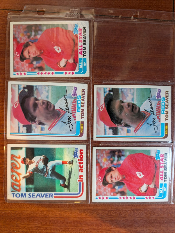 TOM SEAVER 1982 TOPPS 5 CARD LOT #30 & #31 IA & #346 ALL STAR HOFER REDS