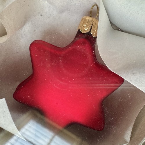 Vintage Star Of David Blown Glass Christmas Ornaments Red Stars 2" NOS Germany - Picture 7 of 8