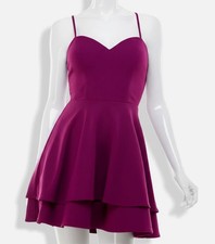 City Studio Juniors' Women's Purple Sweetheart Lace-Up Back Dress Size 3-4
