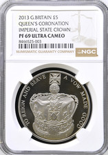 2013 &pound;5 Queens Coronation Imperial Crown Proof Five Pound NGC PF69 Britain Cu-Ni