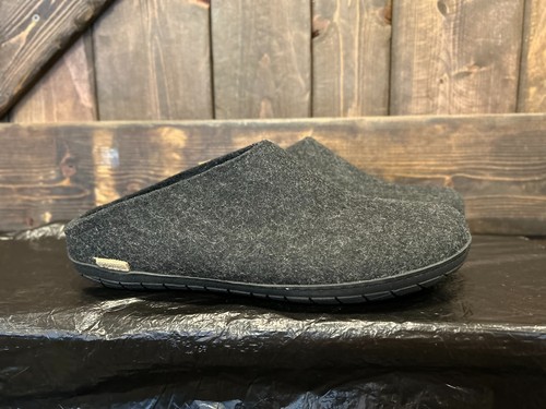 Glerups Slipper schwarz Wolle Slipper mit Gummi schwarz unten - EU Größe 45