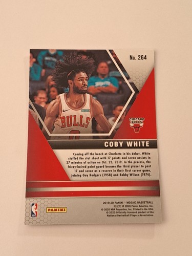 2019-20 Panini Mosaic #264 Coby White Rookie RC In Toploader - Picture 2 of 2