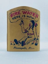 Vintage Indian Fire Water Flask Cover Minneapolis, MN Native American Souvenir