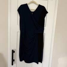 Lane Bryant NavyBlackSleeveless V-Neck Dress Ruched Side Size 18/20 Classy Plus