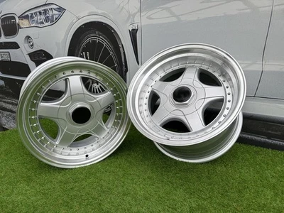 4X R17 Pouces 5X120 Jantes BBS RF Style Argent+Bord Poli: S'adapte À E39 E46 E60 - Photo 1/4