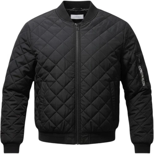 Calvin Klein Mens Quilted Bomber Jacket Black Full Zip Utility Pocket CM103444 - product listing photo