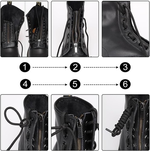 PH PandaHall 2 Pairs Leather Lace-in Boot Zipper 6.9x2'', Black - Picture 3 of 6