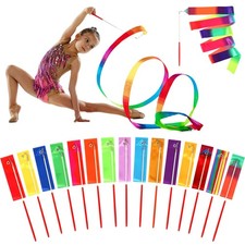 Ribbon Dancing Wands 78.7 Inch Gymnastics Streamers Rainbow Twirling Stick Art