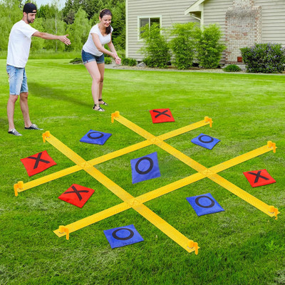 Giant Tic Tac Toe Outdoor Games for Kids Adults Family, Portable Tic Tac Toe Bea