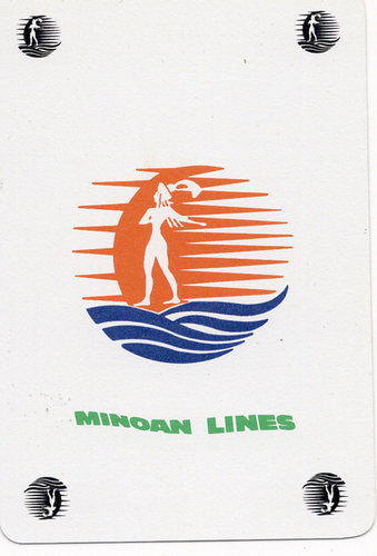 SELTENE MODERNE "Minoan Ferry Lines CHECK THE BLACK CORNER" JOKER Spielkarte #06