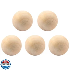 Waziaqoc 5 Pcs Round Wooden Balls, 2 Inch Diameter No Hole Wooden Beads, Mini