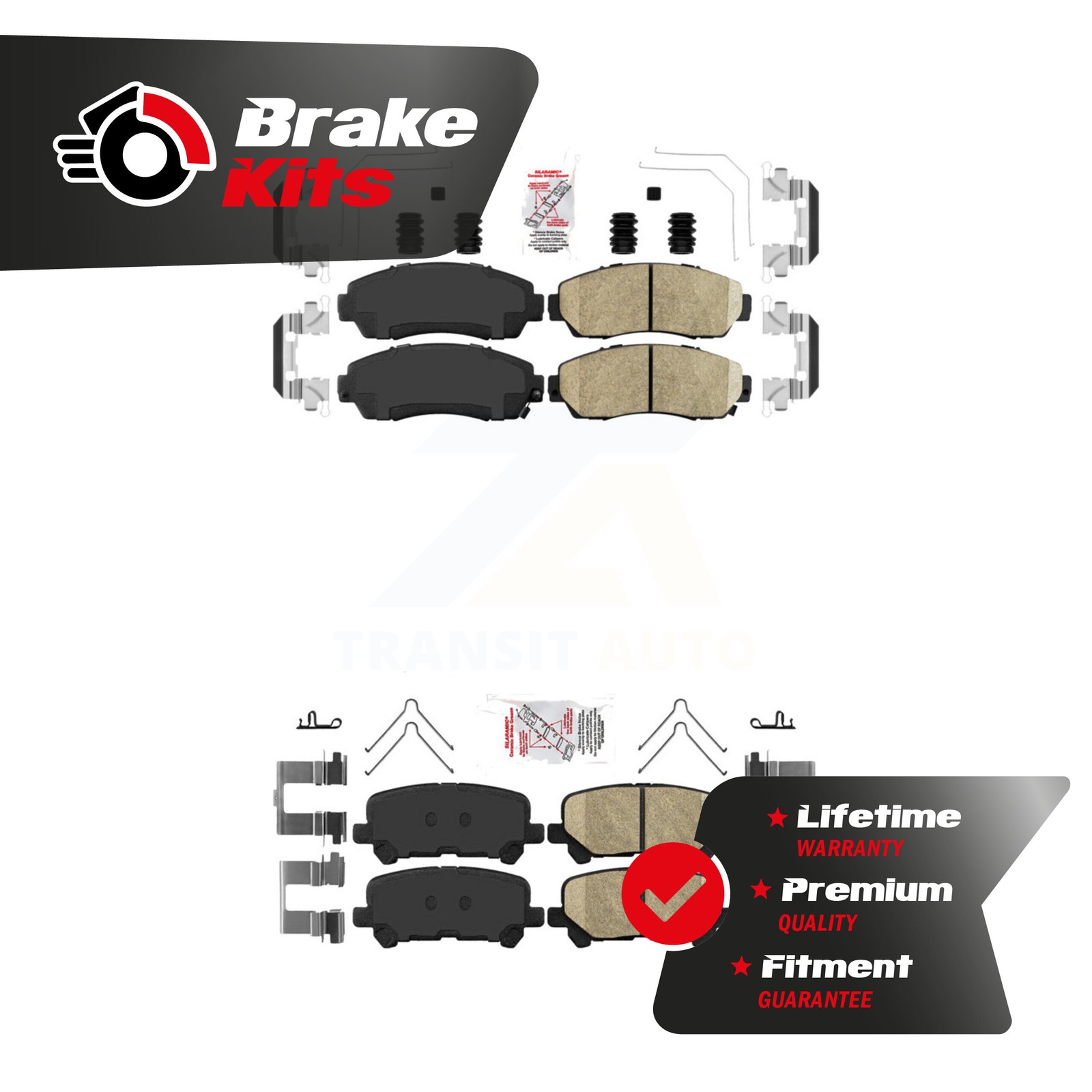 Front Rear Ceramic Disc Brake Pads Kit For 2011-2017 Honda Odyssey