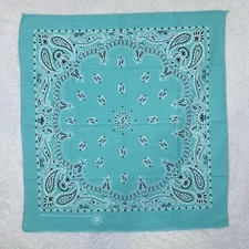 Vintage Wamcraft Bandana Teal Paisley USA Made Western Selvedge 22”x20.5”
