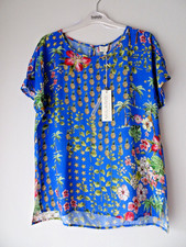 Milano Bluse Turn-up Bluse Kurzarm Gr. 36 blau gemustert NEU mit Etikett