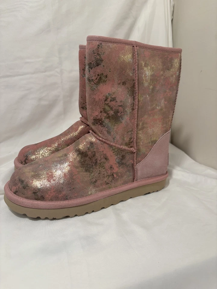 UGG Mujer Clásico Corto Dorado Lavado Oro Rosa Talla 7 Totalmente Nuevo Foto 3 de 4