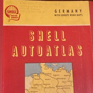 Vintage Book Atlas Germany With Europe Shell Auto Road Maps 1956 Rare