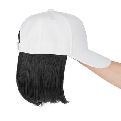 Hat with Hair Attached Baseball Hat Wig Short Bob Hairstyle Soft Straight Hair