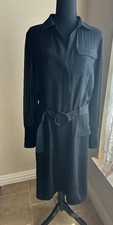 Laundry by Shelli Segal Black Utility Shirt Dress Belted Size 12