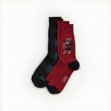 Polo Ralph Lauren 2-Pair Polo Bear Dress Socks Holiday Size 6-12.5 NWT