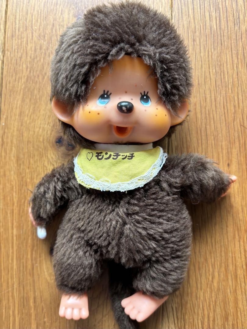 ぬいぐるみ VINTAGE MONCHICHI BLUE EYES 70s Monchhichi Sekiguchi Blue Eyes Funny Brown Monkey Plush