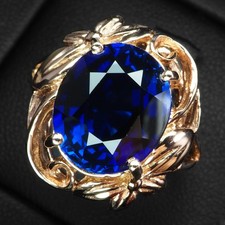 Elegant Royal Blue Sapphire 9.75Ct 925 Sterling Silver Rose Gold Handmade Rings
