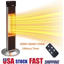 Electric Outdoor Patio Heater,1500W Infrared Heater with 24H Timer, Remote Contr