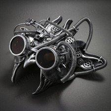 SILVER Steampunk Festival Costume Halloween Devil Satan Goggles Masquerade Mask