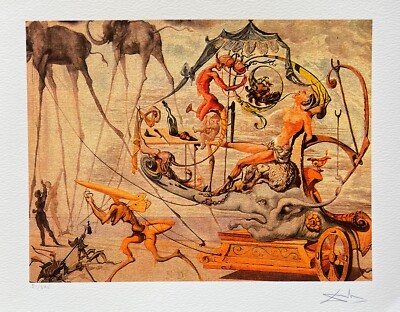 Salvador Dali BACCHUS WAGON Facsimile Signed Numbered Giclee 12'' x 16''