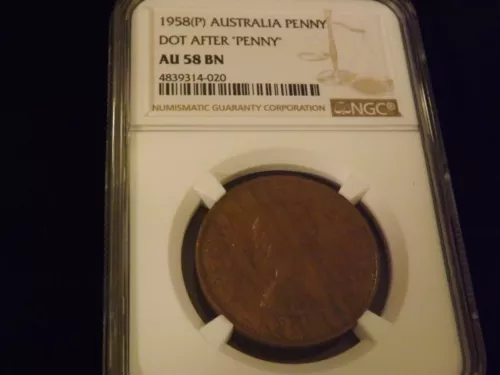 1958 P     Penny   Australia      NGC  AU BN