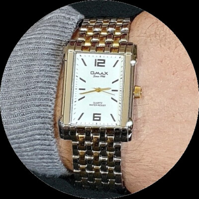 Omax Herrenuhr Batterie OMAX 2-Ton Vergoldet Silber Edelstahl