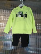 hoodie  joggers SET Boys 4T Puma Fizzy Apple Neon Green Kids Sweats Joggers