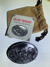 Hebilla de cinturón de peltre Long Rider edición limitada Smoke Craft vintage con bolsa 1988