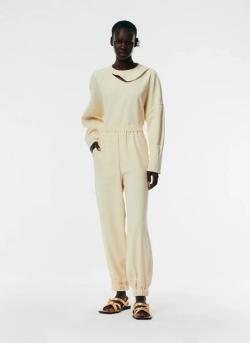 Tibi Chalky Drape Plashet Jogger Cuffed Sweatpants Beige Butter M UK 10 - Picture 11 of 16