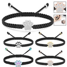 Crystal Cremation Bracelet for Pets Ashes Cat/Dog Paw Memorial Pendant Bangle US