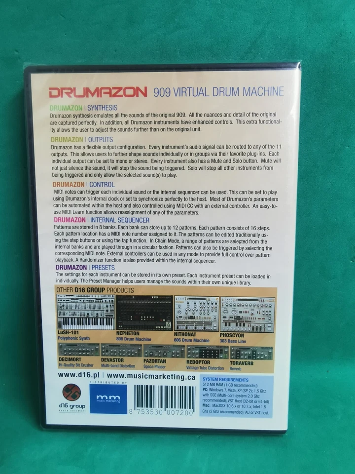 Drumazon TR909 Emulation Software by D16 Group 909 Virtual Drum Machine SEALED! - Image 2 of 4