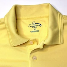 Champions Tour Golf Polo Shirt Mens Large Yellow Short Sleeve