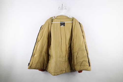 Vtg 70s Streetwear Mens XL Distressed Full Zip Winter Puffer Jacket Orange USA - Picture 10 of 17