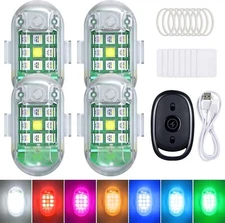 4PCS Wireless LED Strobe Light Remote Anti-Collision Led Emergency Warning Lamp