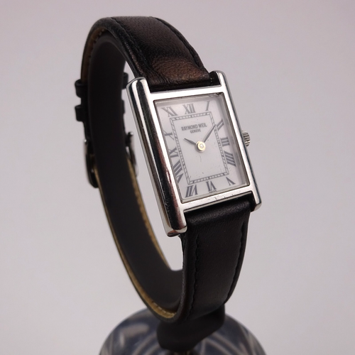 Raymond Weil 5766 Tank Watch Stainless Steel Black Leather Strap Ladies 21mm - Picture 5 of 19