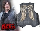 Walking's Dead Daryl Dixon Leather Vest Angel Wings Patches Cosplay Halloween