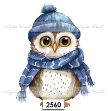 (2560) TWO Paper LUNCHEON Decoupage Art Craft Napkins - WINTER OWL SCARF & HAT